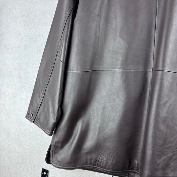 90 Y2K Centigrade Dark Brown Leather Jacket Women 1X Mid Length Satin Lined READ - Picture 8 of 16